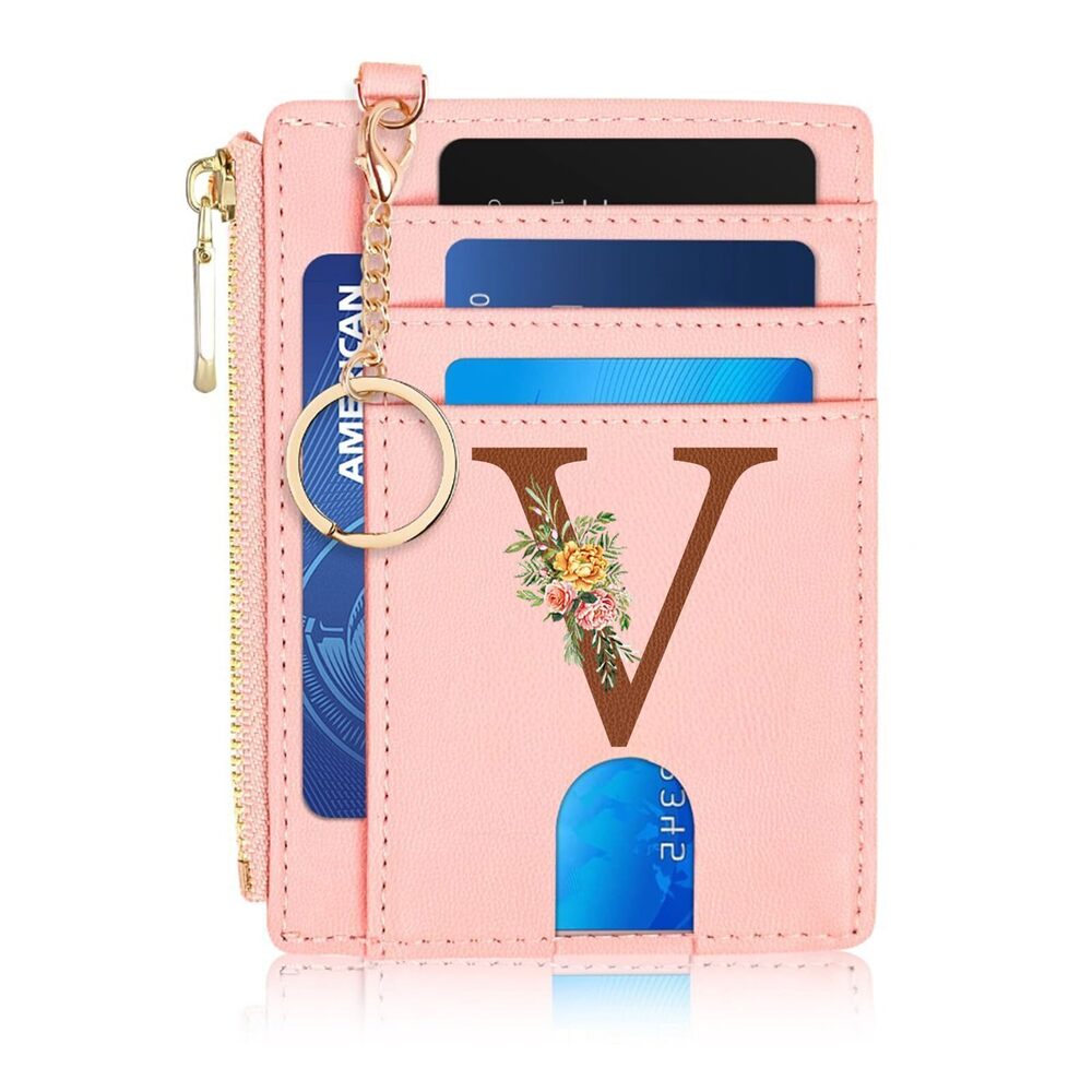 2398 Credit Card Holder Small Wallet RFID Leather Slim Keychain Wallet